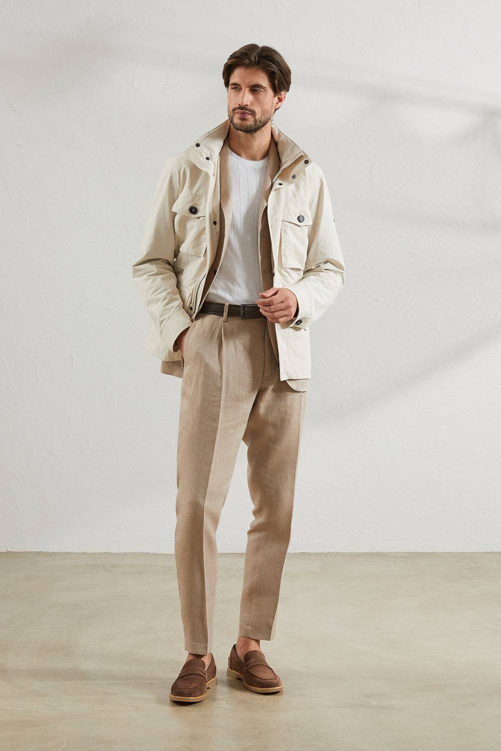 Peserico Pantalone chino in chevron di puro lino Negozio