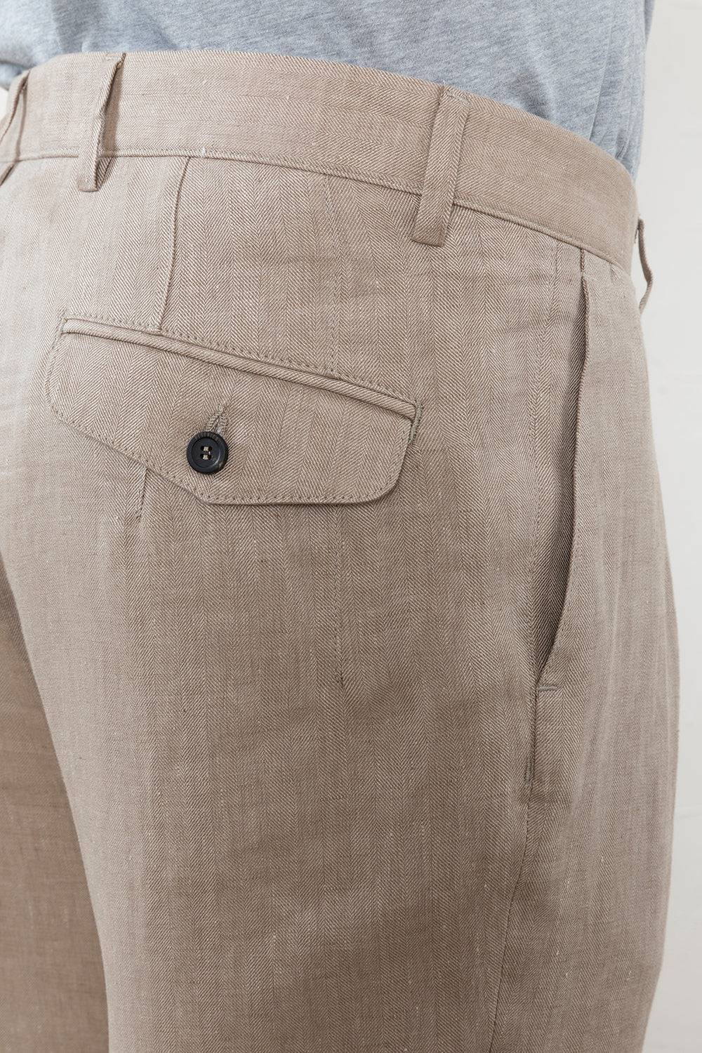 Peserico Pantalone chino in chevron di puro lino Negozio