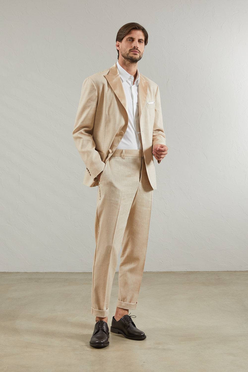 Peserico Pantalone classico in tela Estrato di lana e lino Spedizione Gratuita