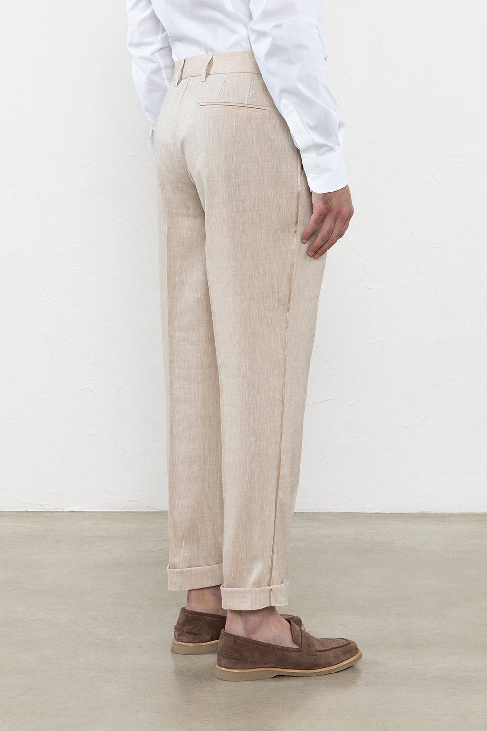 Peserico Pantalone classico in tela Estrato di lana e lino Spedizione Gratuita