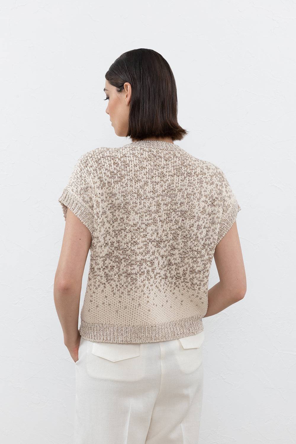 Peserico Maglia lavorata a jacquard sfumato in cotone e micropaillettes Shopping online