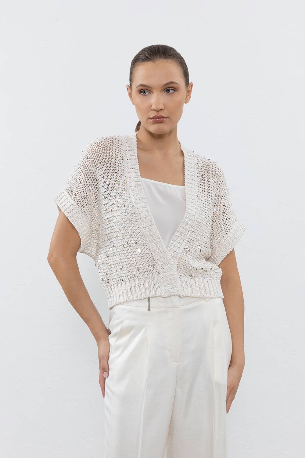 Peserico Cardigan in cotone e maxi paillettes Cyber Monday