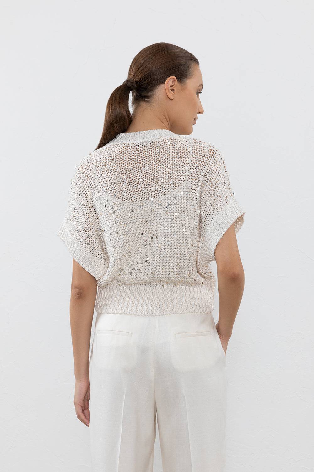 Peserico Cardigan in cotone e maxi paillettes Cyber Monday