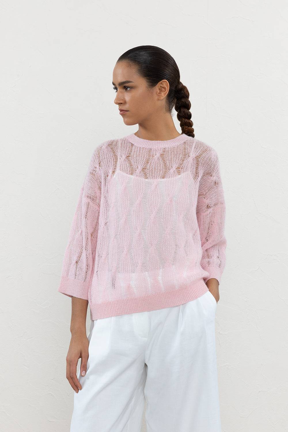 Peserico Maglia a trecce in alpaca suri misto lana vergine Offerta Pasqua
