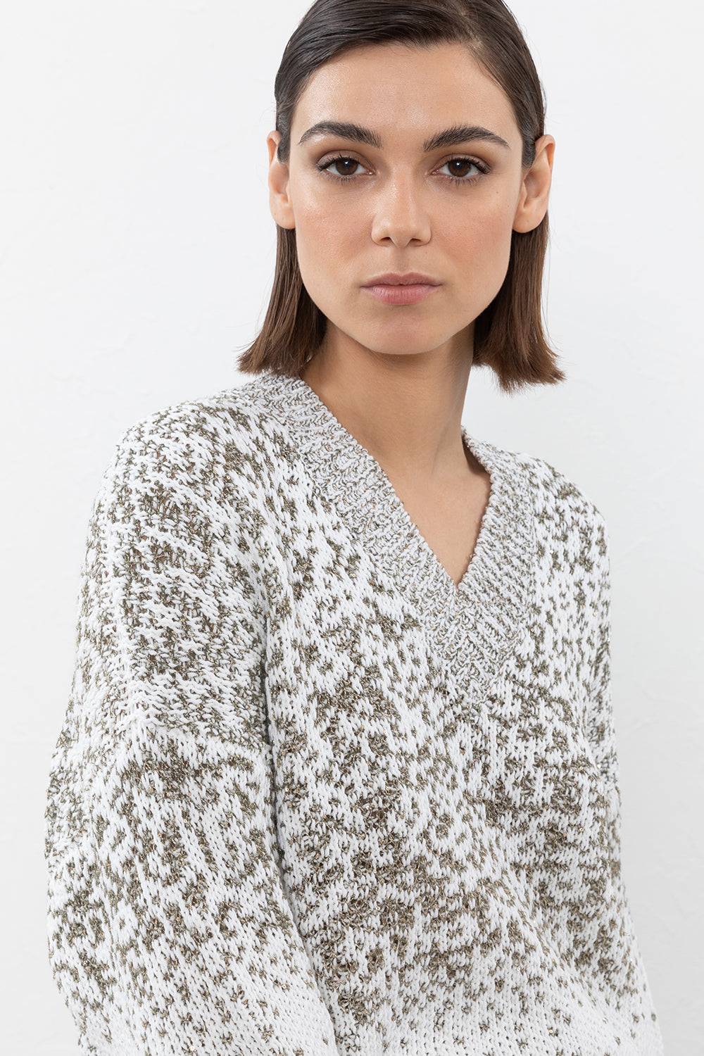 Peserico Maglia con lavorazione a jacquard sfumato in cotone e micro paillettes Offerta per la Festa della Mamma