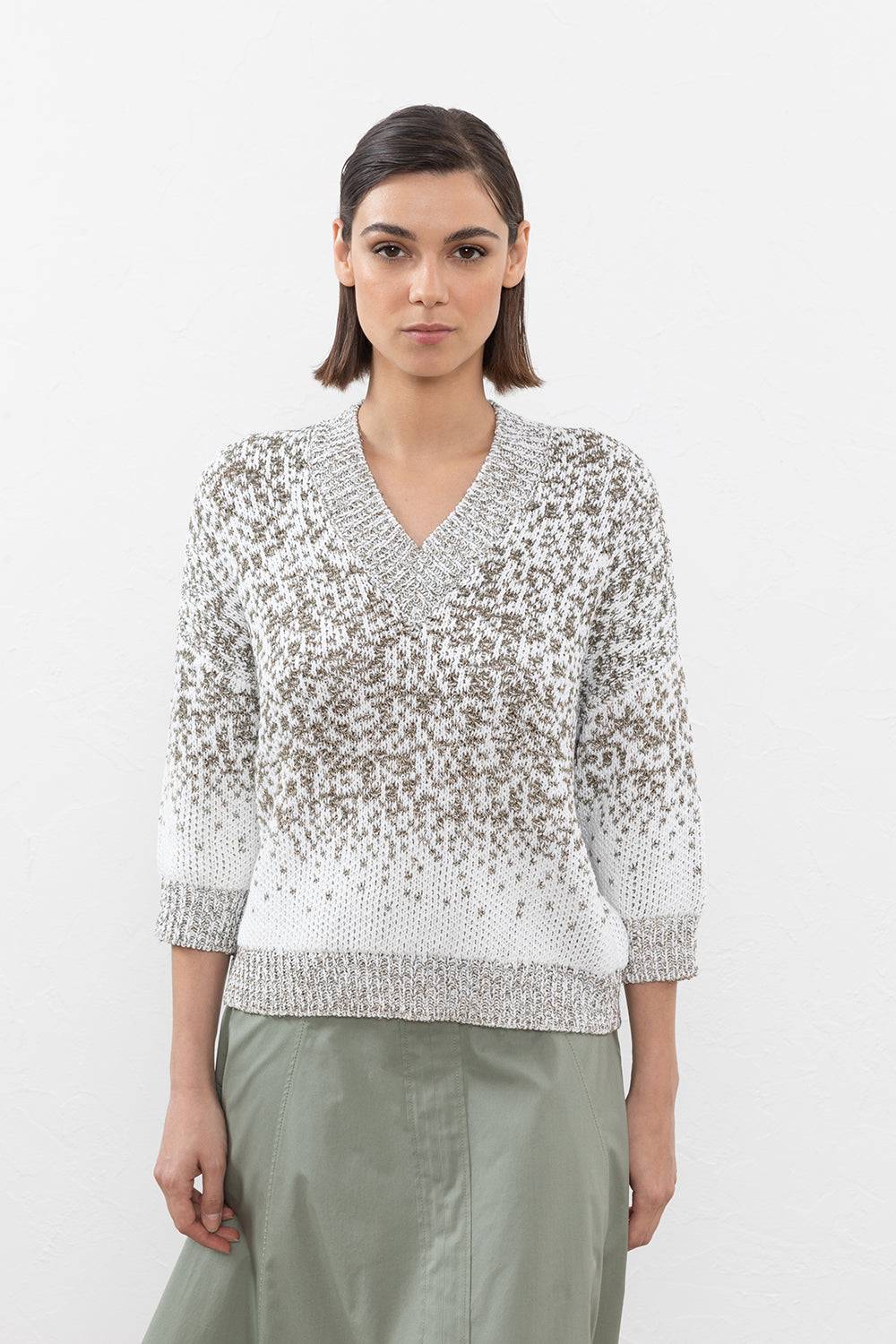 Peserico Maglia con lavorazione a jacquard sfumato in cotone e micro paillettes Offerta per la Festa della Mamma