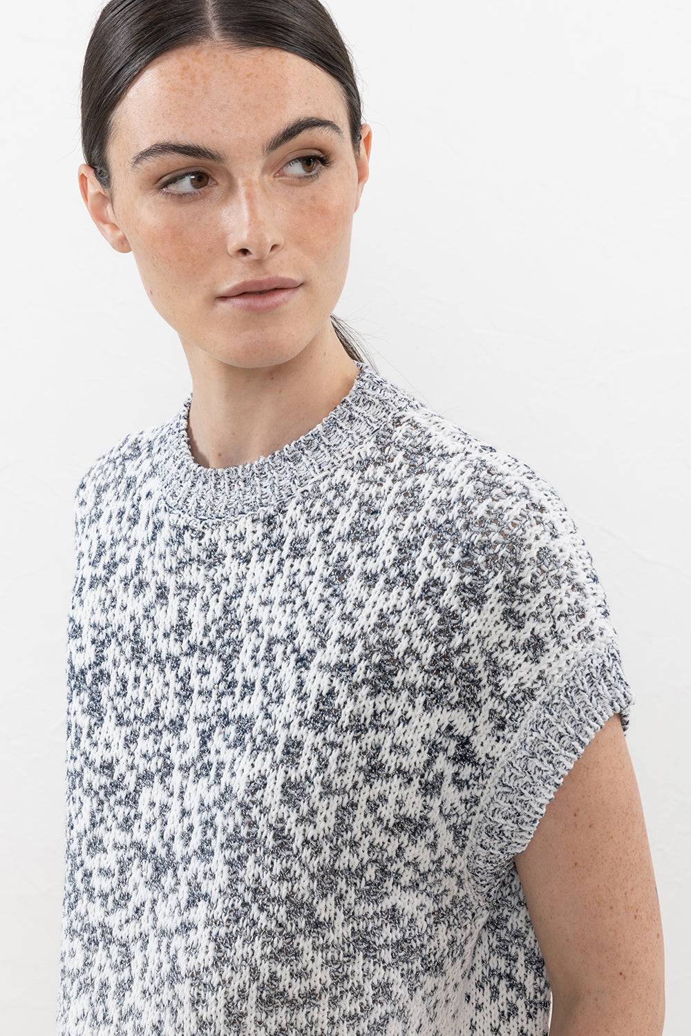 Peserico Maglia lavorata a jacquard sfumato in cotone e micropaillettes