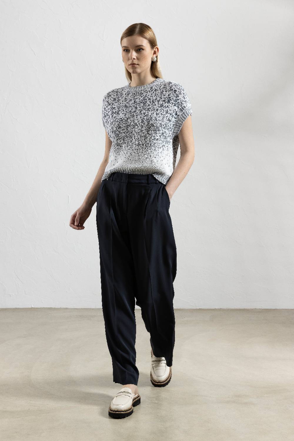 Peserico Maglia lavorata a jacquard sfumato in cotone e micropaillettes Offerta San Valentino