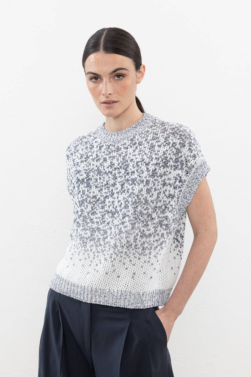 Peserico Maglia lavorata a jacquard sfumato in cotone e micropaillettes Offerta San Valentino