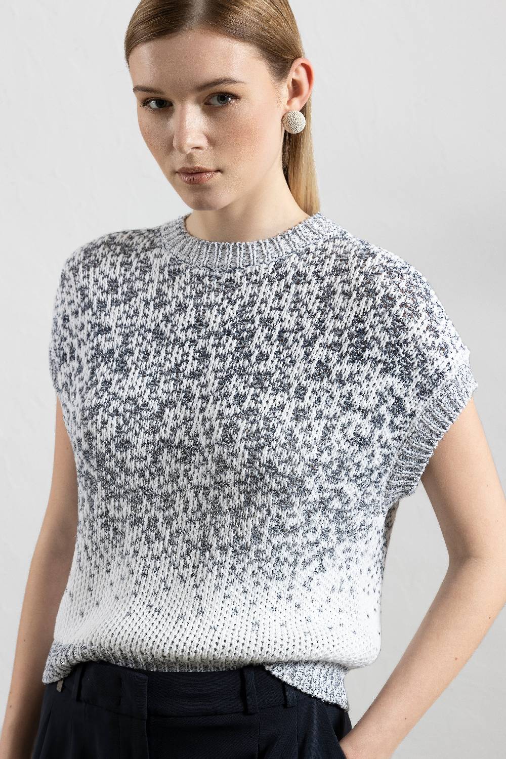 Peserico Maglia lavorata a jacquard sfumato in cotone e micropaillettes Offerta San Valentino