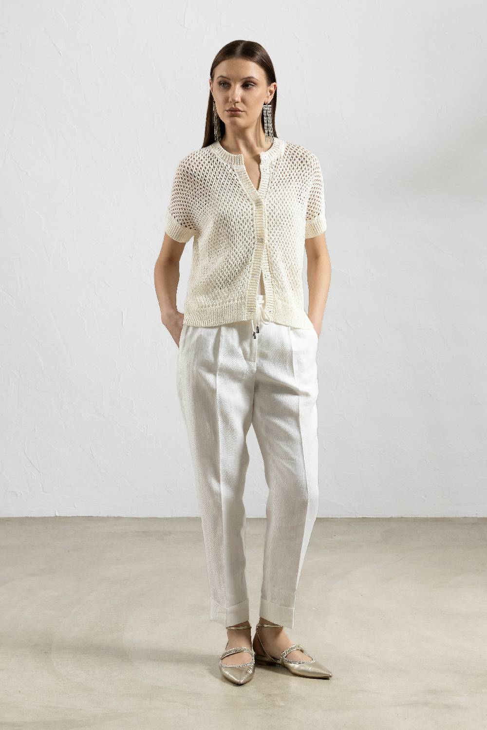 Peserico Cardigan in cotone mercerizzato e micro paillettes Offerta Anniversario