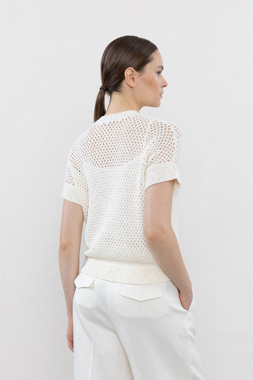 Peserico Cardigan in cotone mercerizzato e micro paillettes Offerta Anniversario