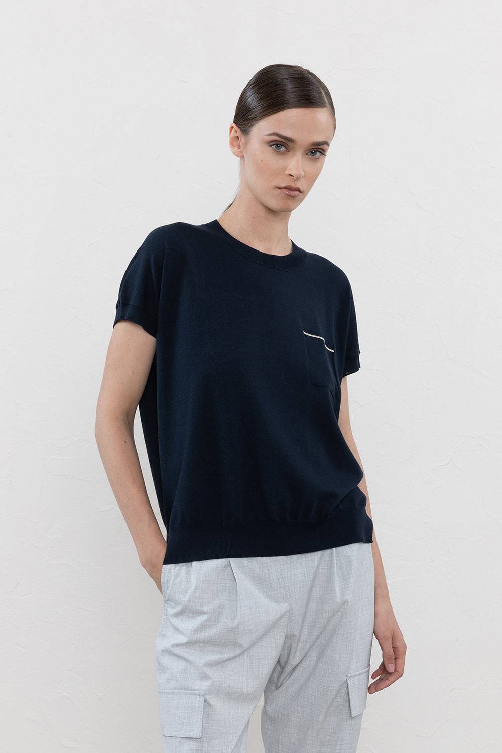Peserico Maglia in filato puro cotone Vendita calda