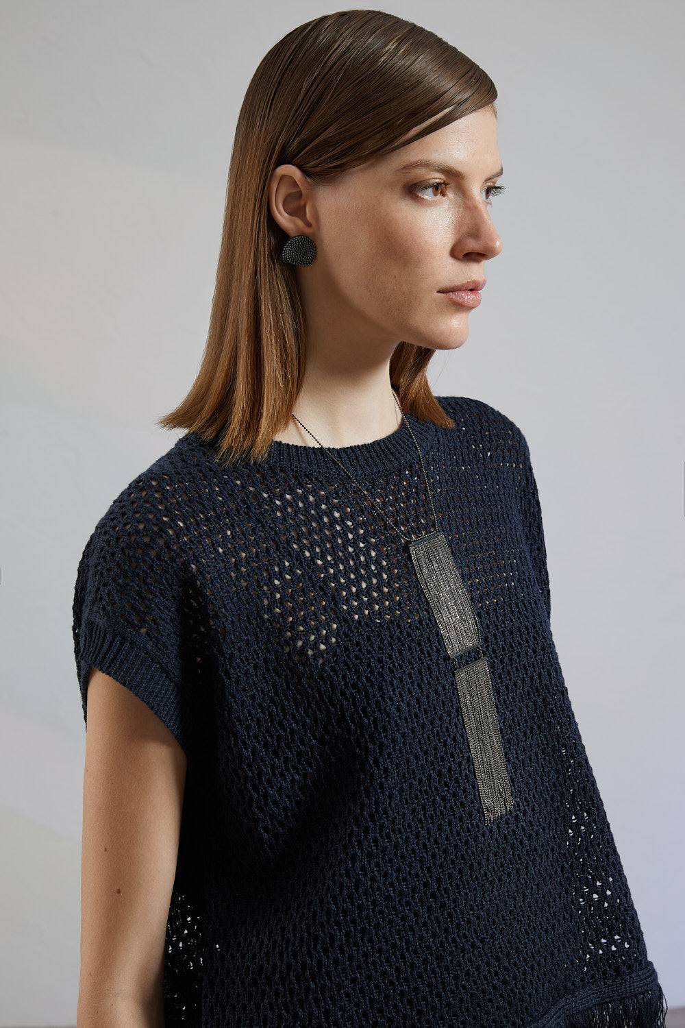 Peserico Maglia a rete in filato mélange di lino e cotone Latest fashion