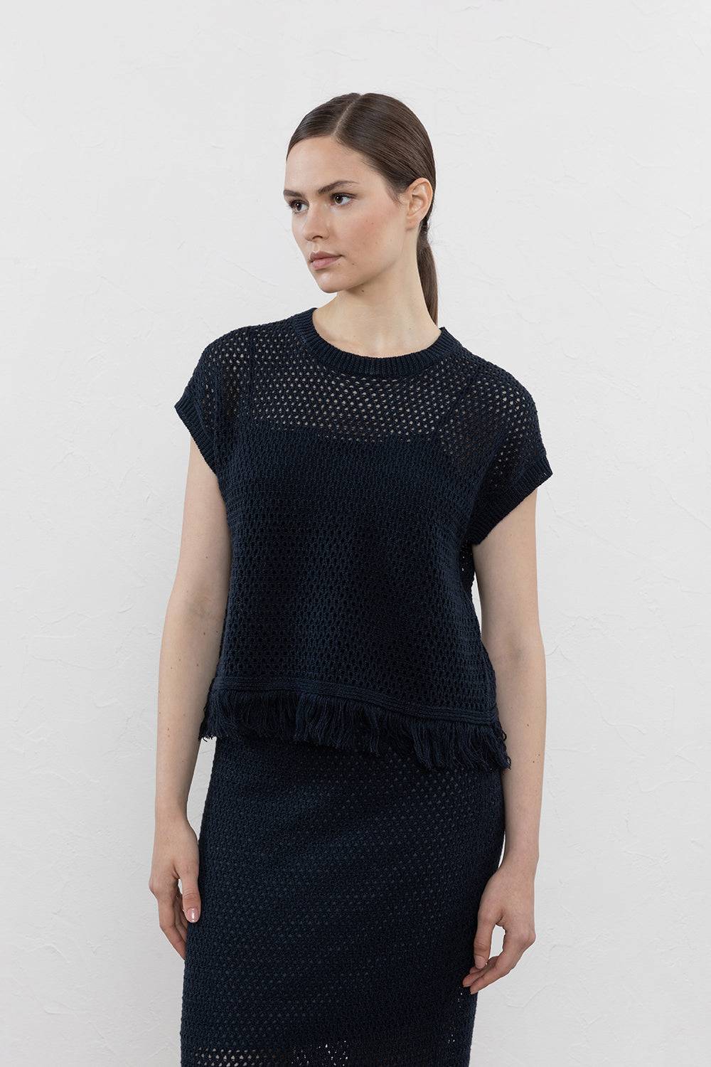 Peserico Maglia a rete in filato mélange di lino e cotone Latest fashion