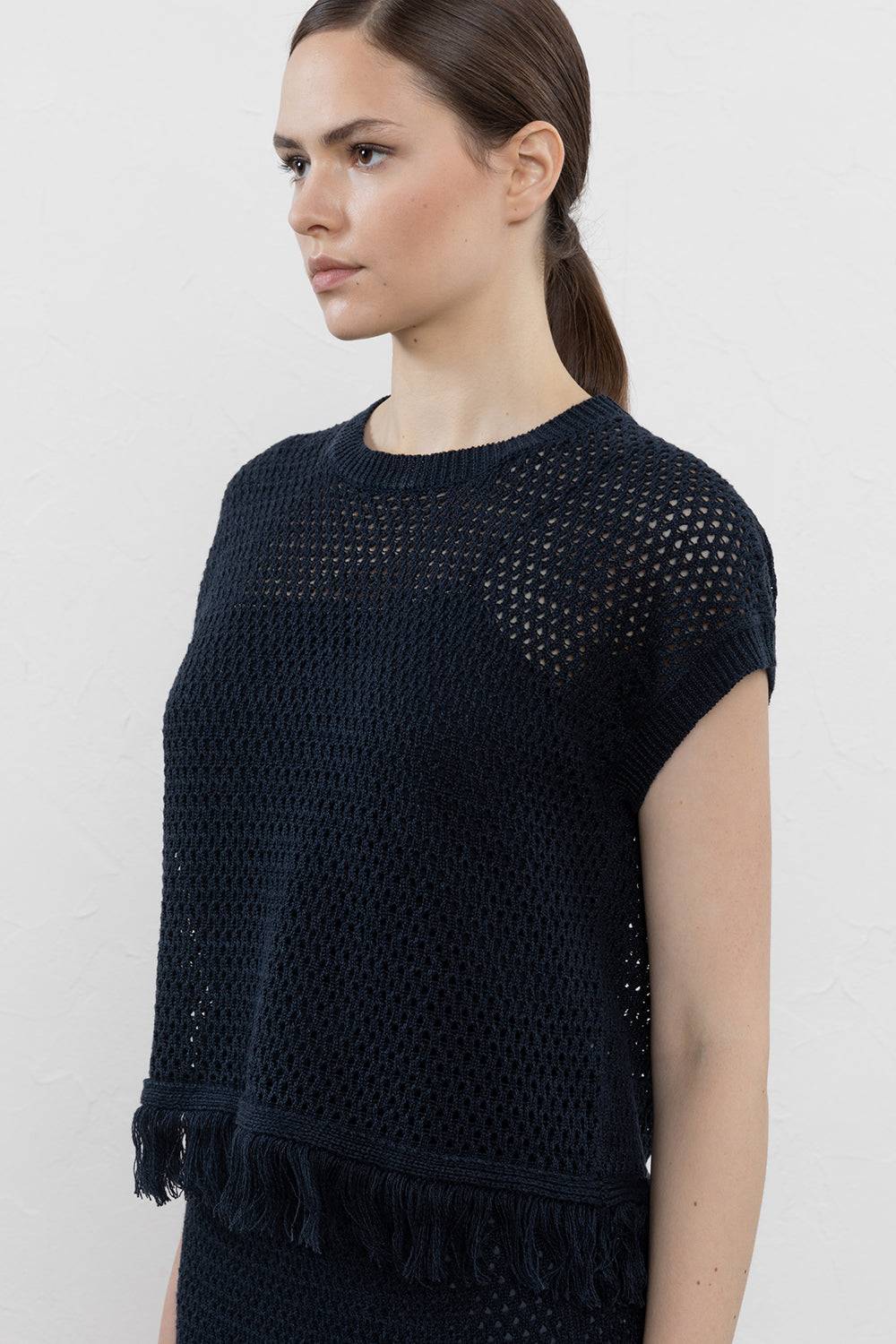 Peserico Maglia a rete in filato mélange di lino e cotone Latest fashion