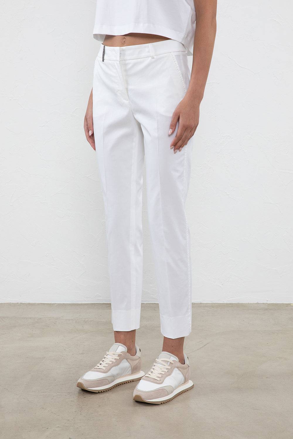 Peserico Pantalone a sigaretta in gabardina di cotone stretch Offerte esclusive