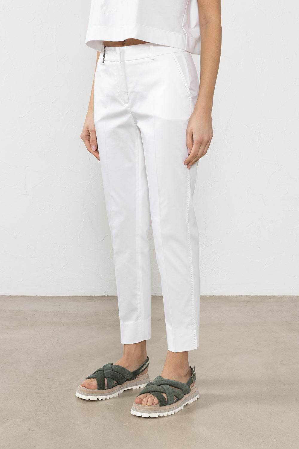 Peserico Iconico pantalone 4718 in raso di cotone stretch Comprane uno, ottenene uno gratis