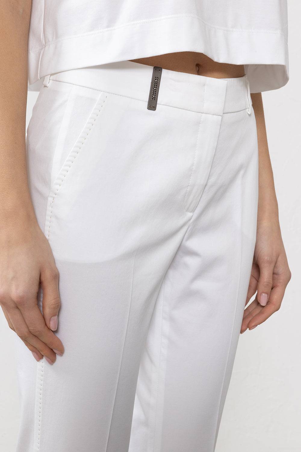 Peserico Iconico pantalone 4718 in raso di cotone stretch Comprane uno, ottenene uno gratis