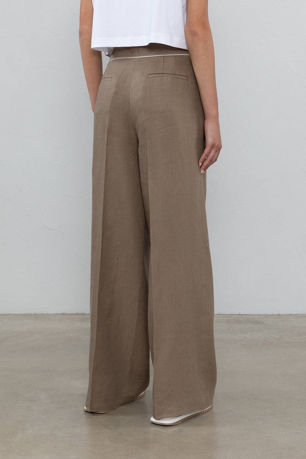 Peserico Pantalone a palazzo in gabardina di puro lino Offerte speciali