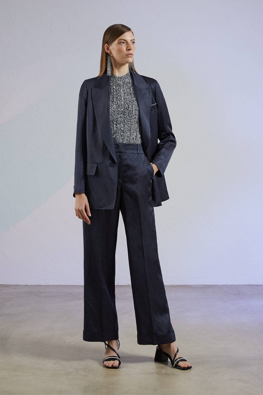 Peserico Pantalone in twill di viscosa, lino e cotone Sconti VIP