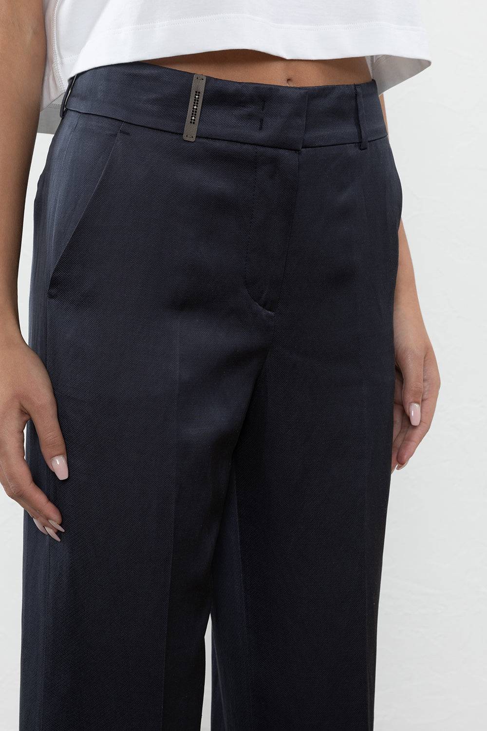 Peserico Pantalone in twill di viscosa, lino e cotone Sconti VIP