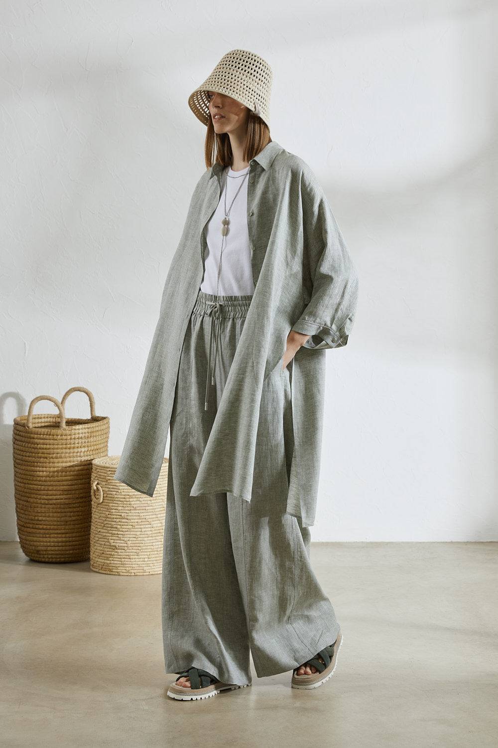 Peserico Pantalone ampio in leggera tela di puro lino Prezzo basso