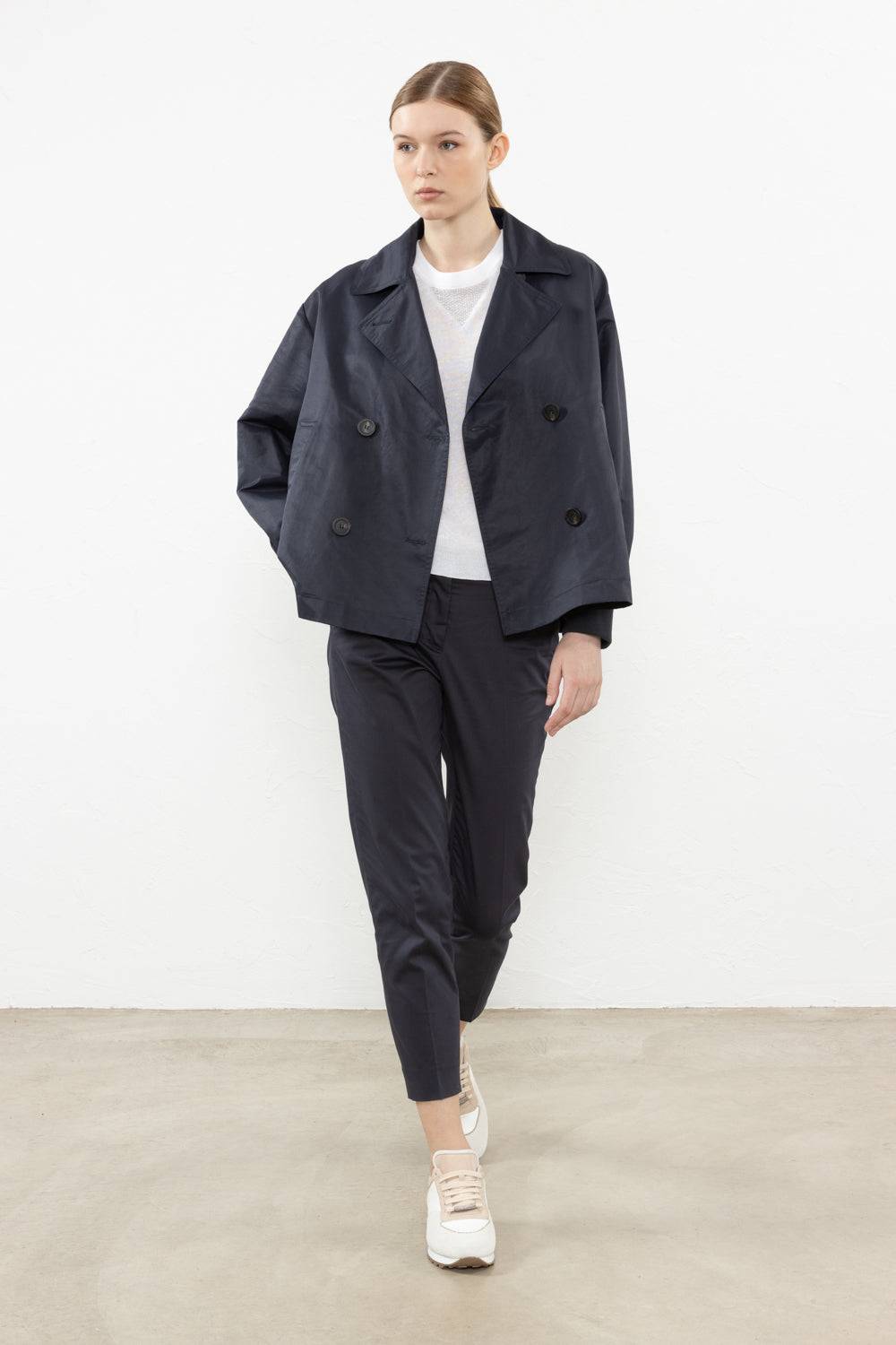Peserico Trench crop in twill di misto lino tecnico Fino al 65% di sconto