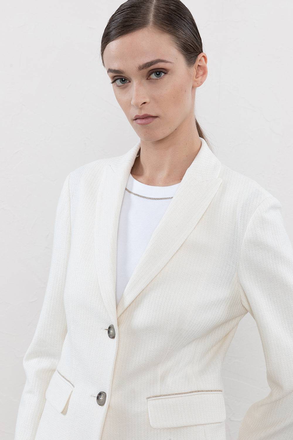Peserico Blazer monopetto in Jersey di lino cotone Super sconto