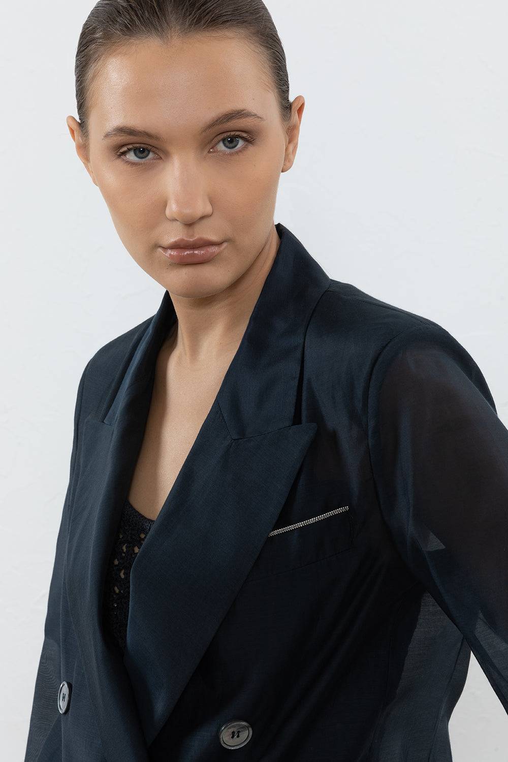 Peserico Blazer doppiopetto in organza di cotone e seta Enormi sconti