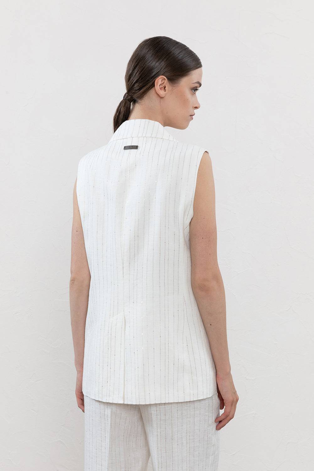 Peserico Gilet doppiopetto in lino e paillettes Officina