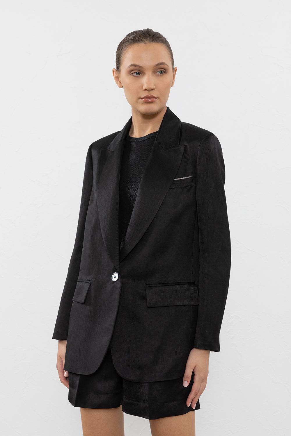 Peserico Blazer monopetto in stuoia di viscosa e bamboo Limitato a 3 giorni