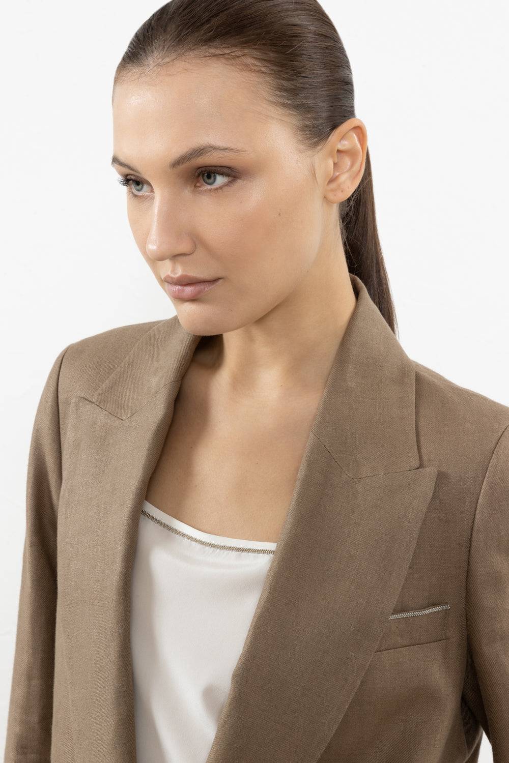 Peserico Blazer monopetto in gabardina di puro lino Esporta salva