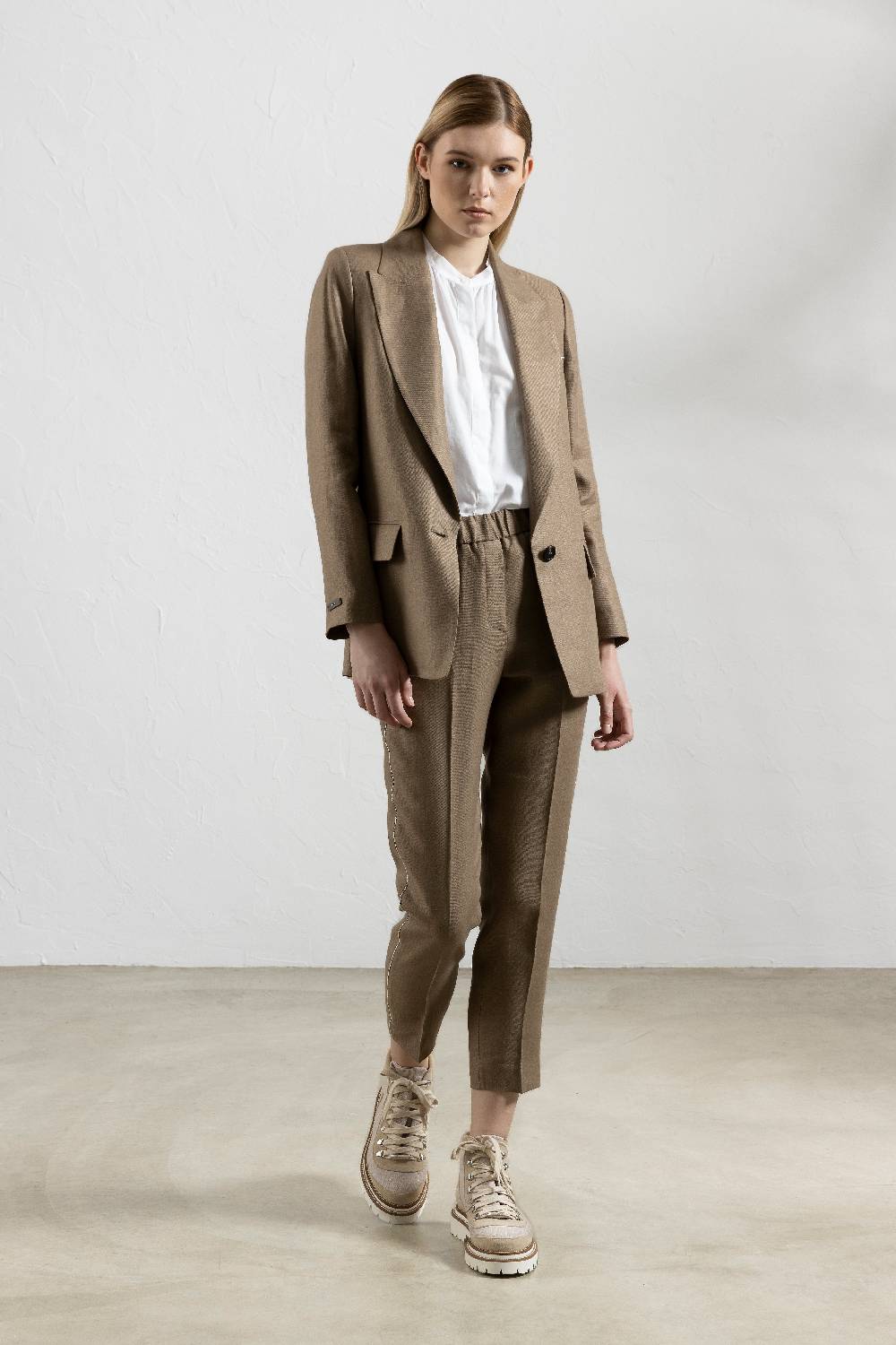 Peserico Blazer monopetto in gabardina di puro lino Esporta salva