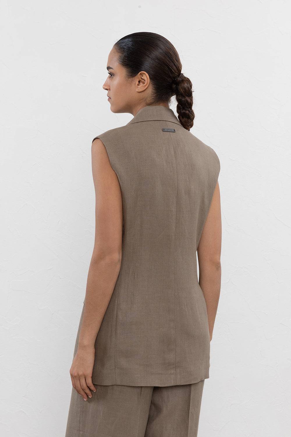 Peserico Gilet doppiopetto in gabardina di puro lino Black Friday Prezzi