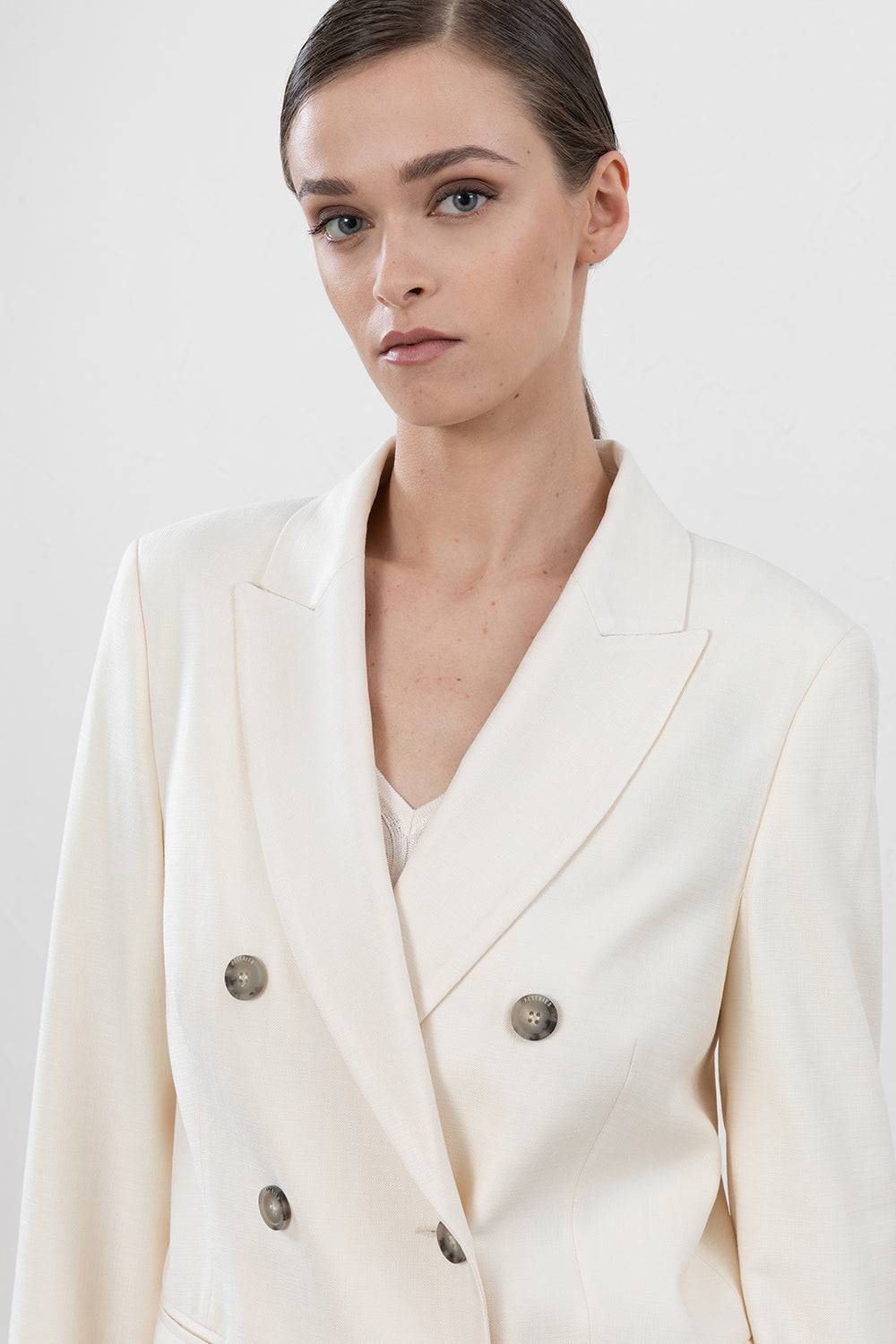 Peserico Blazer doppiopetto in tela misto viscosa In vendita