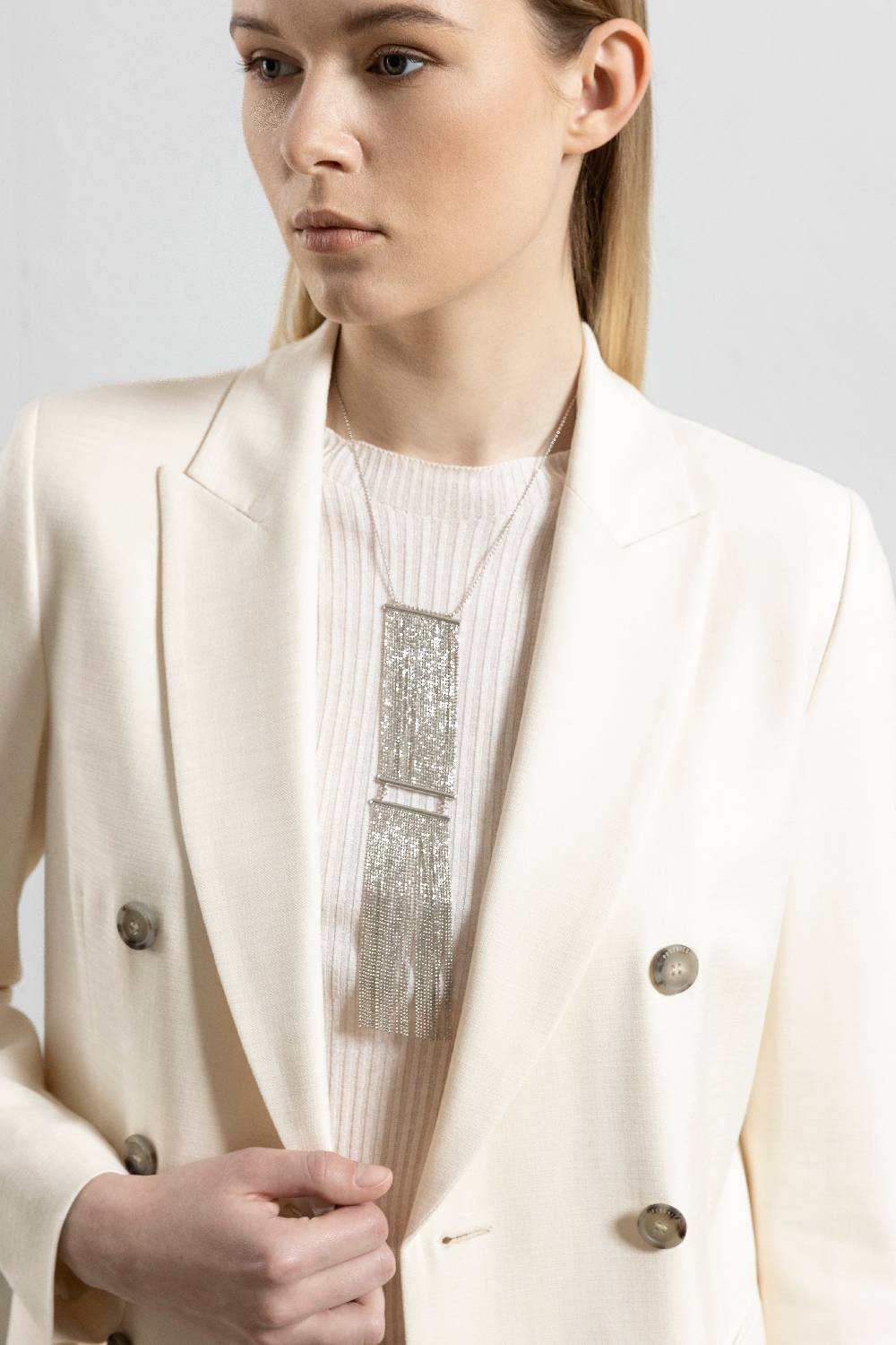 Peserico Blazer doppiopetto in tela misto viscosa In vendita