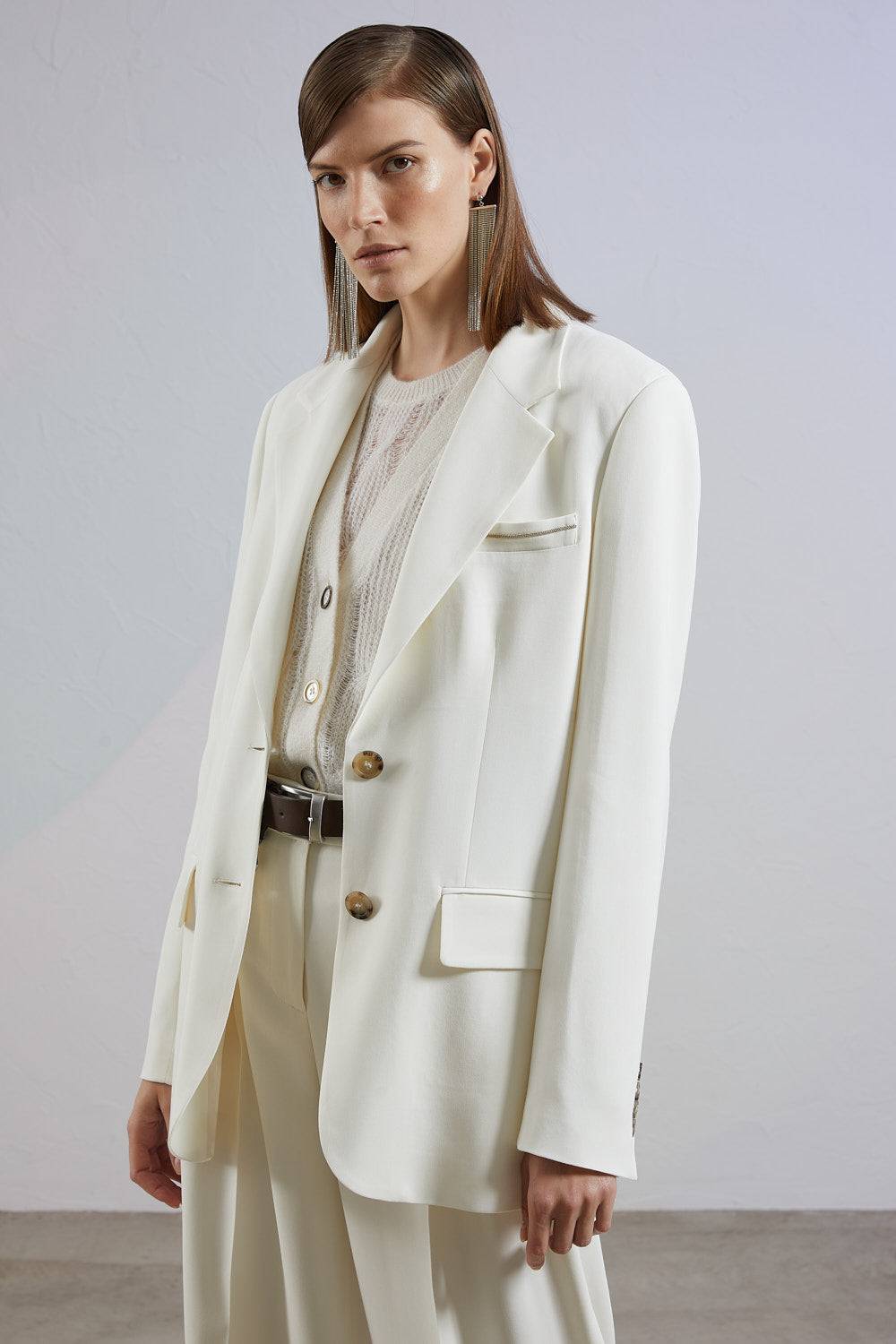 Peserico Blazer monopetto in cady crepe di viscosa stretch Duty-free