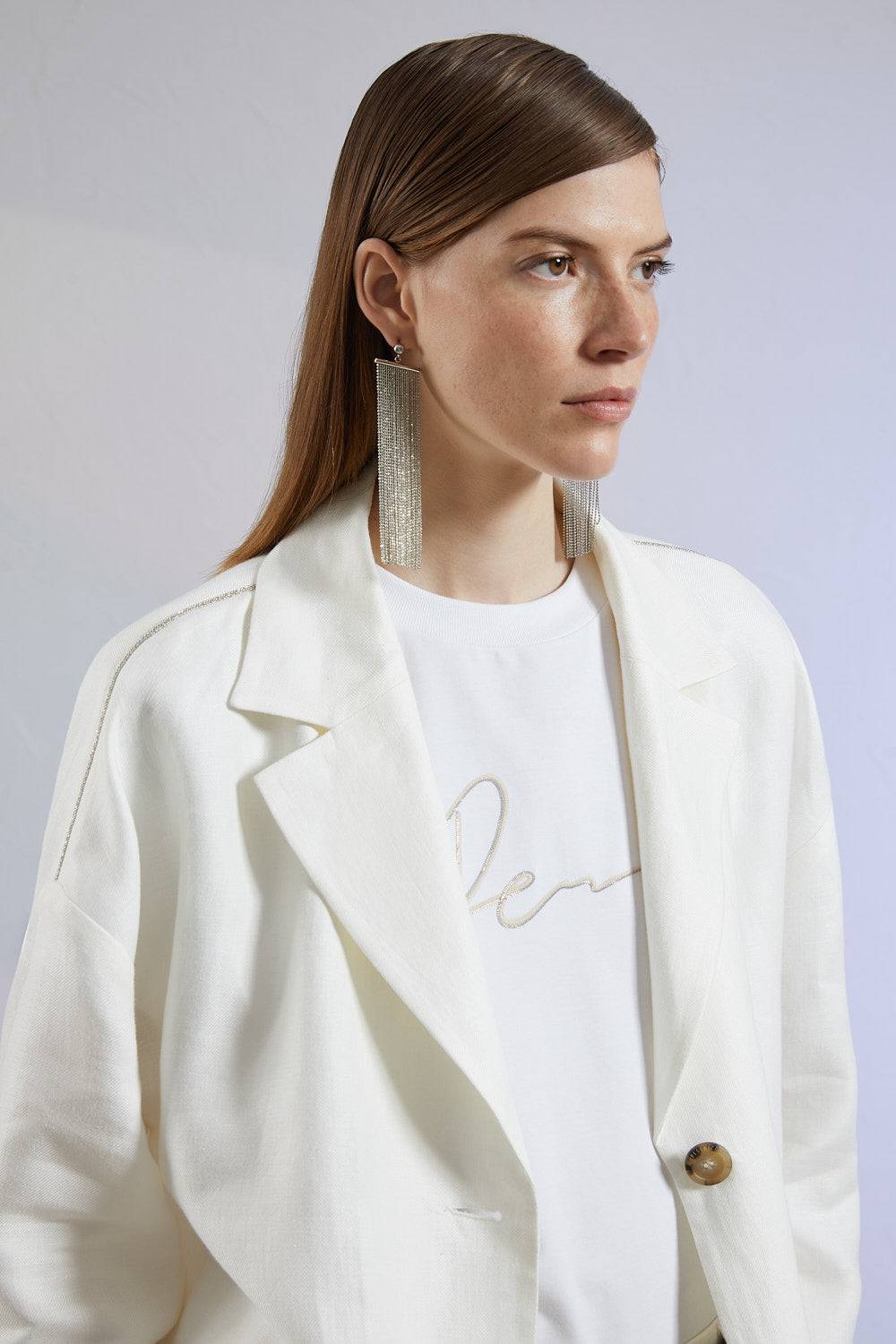 Peserico Blazer monopetto in gabardina di puro lino Sconti questo mese