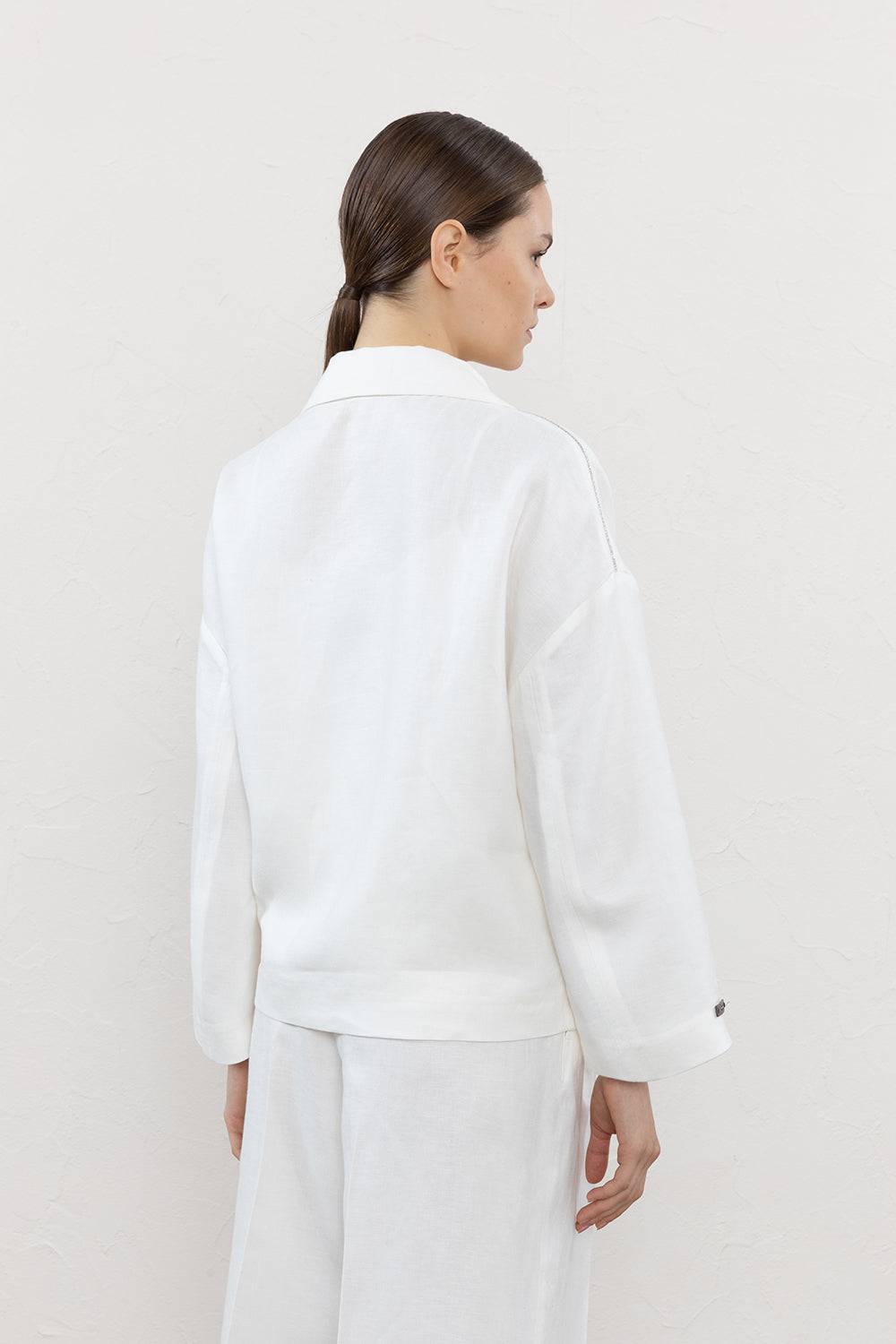 Peserico Blazer monopetto in gabardina di puro lino Sconti questo mese