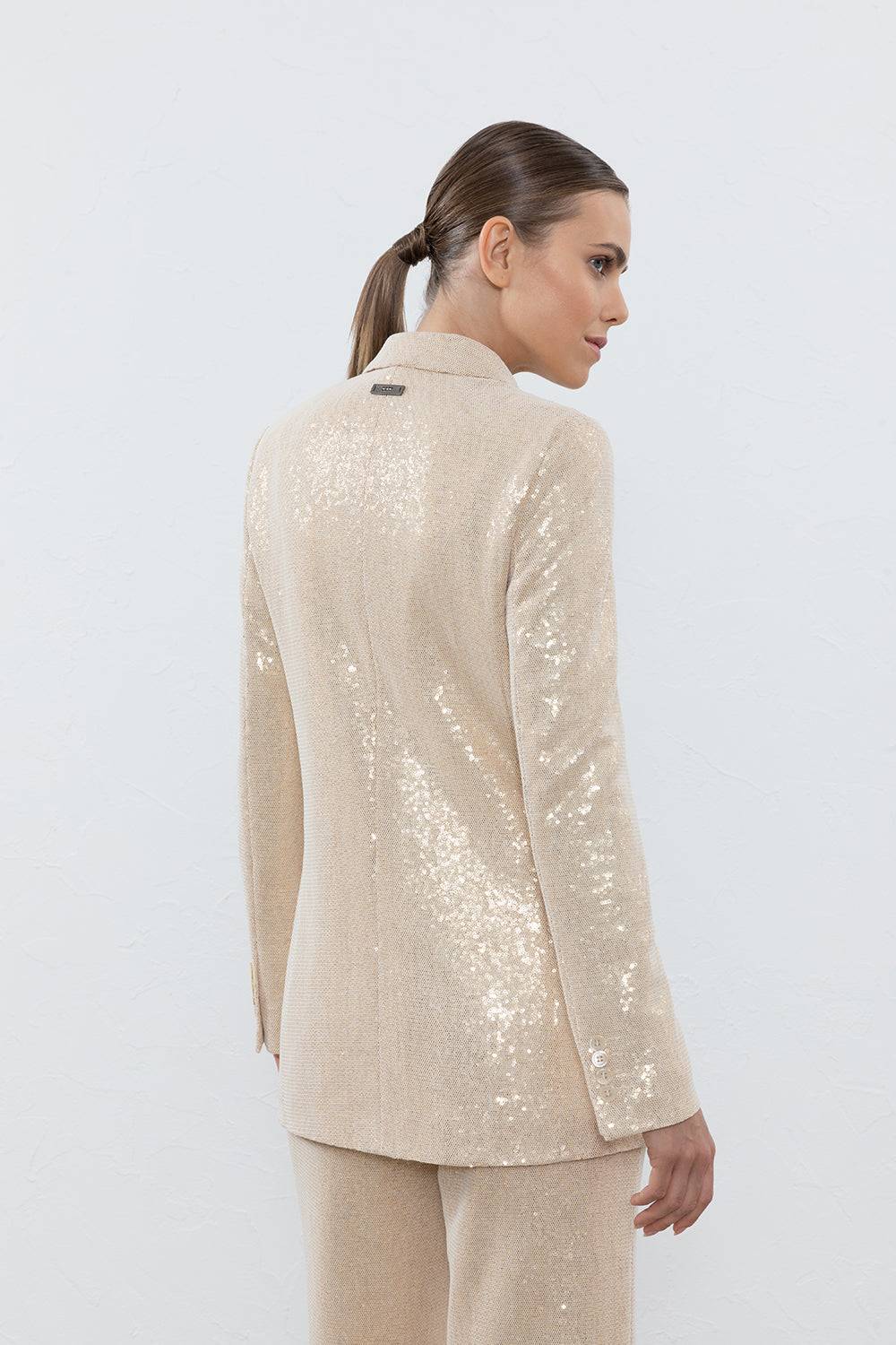 Peserico Blazer doppiopetto in tessuto di paillette ingabbiate in tulle 2025