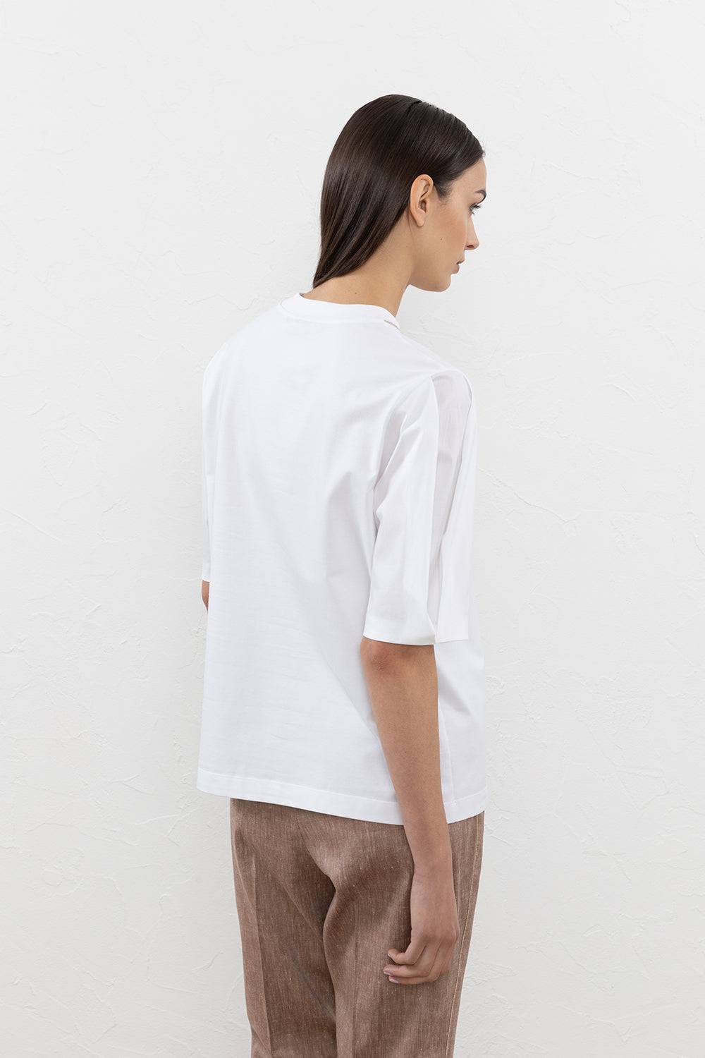 Peserico T-shirt in jersey e popeline di cotone con Punto Luce Qualità