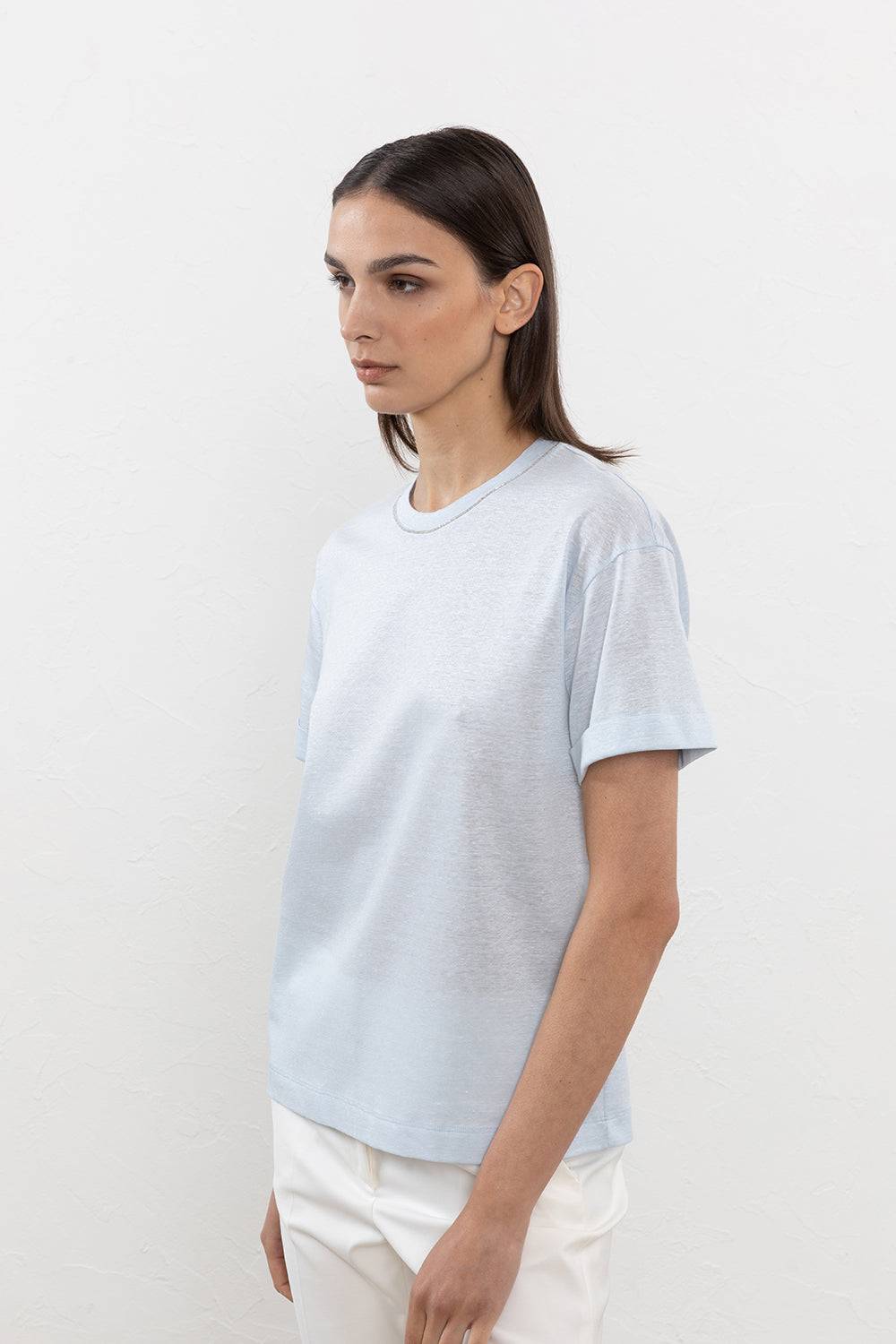 Peserico T-shirt in piquet di lino e cotone Promozione