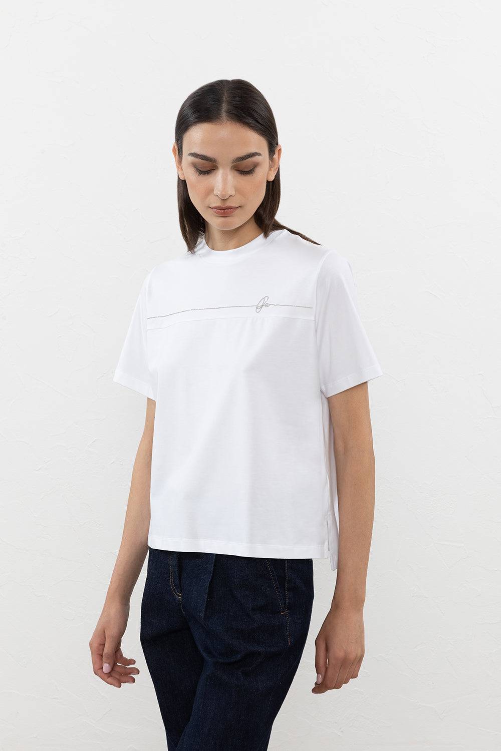Peserico T-shirt in jersey di cotone Pezzi Unici