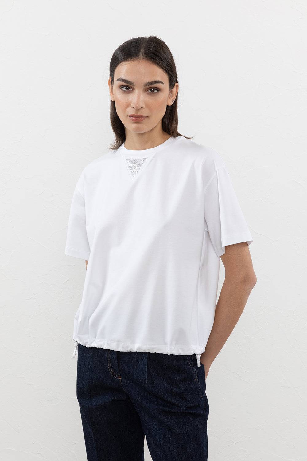Peserico T-shirt in jersey d cotone con triangolo Punto Luce Negozi Online