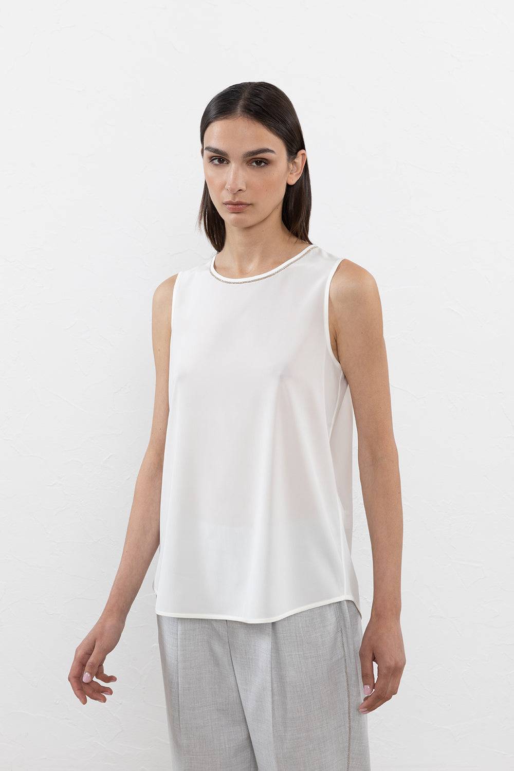 Peserico Top in crepe de chine in seta stretch Consegna Veloce