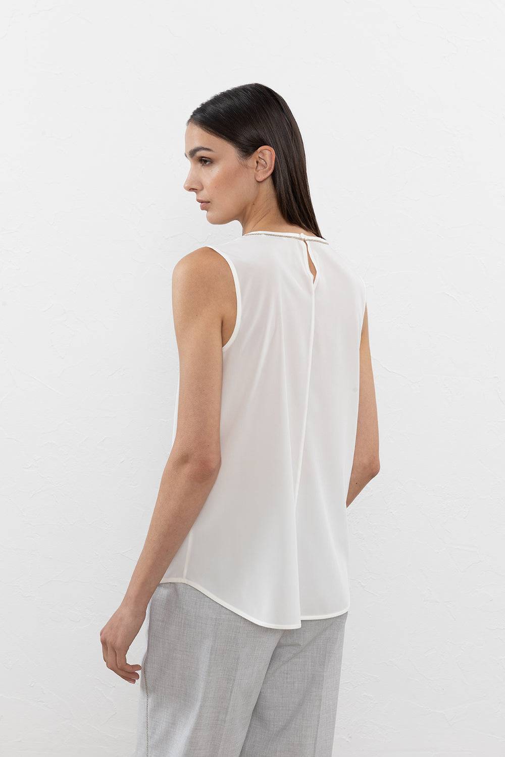 Peserico Top in crepe de chine in seta stretch Consegna Veloce