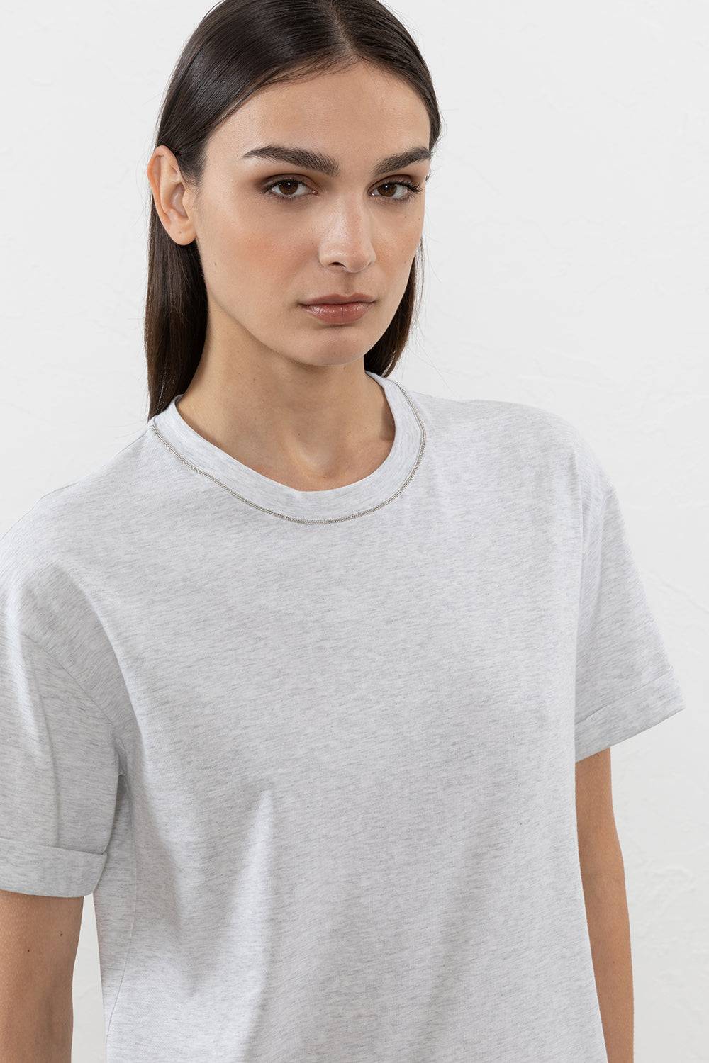 Peserico T-shirt in jersey di cotone con Punto Luce