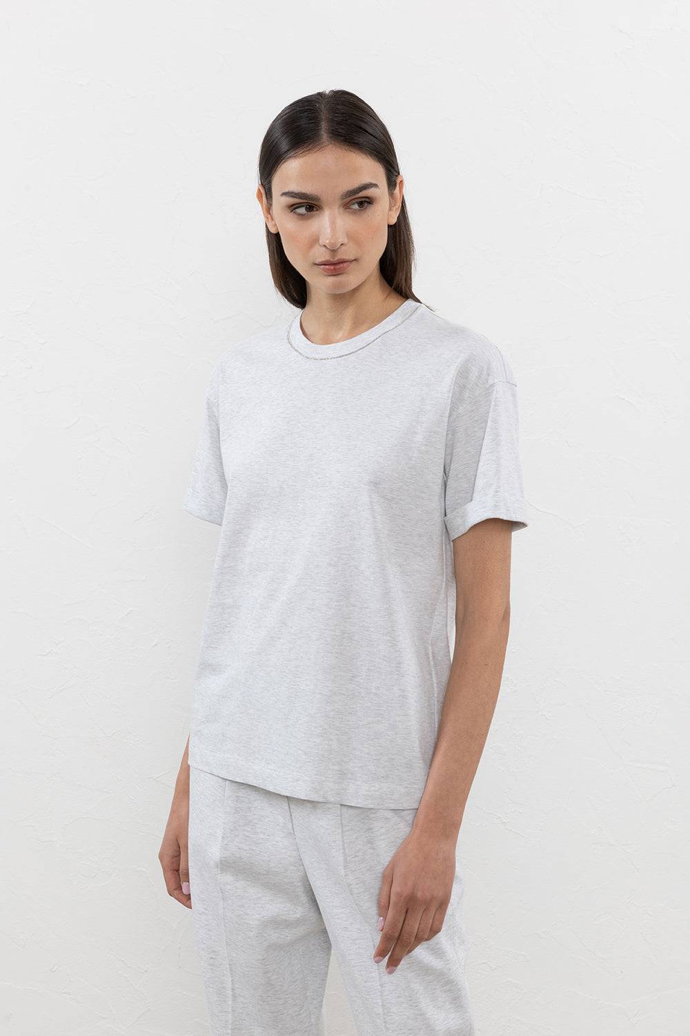Peserico T-shirt in jersey di cotone con Punto Luce Shopping Online