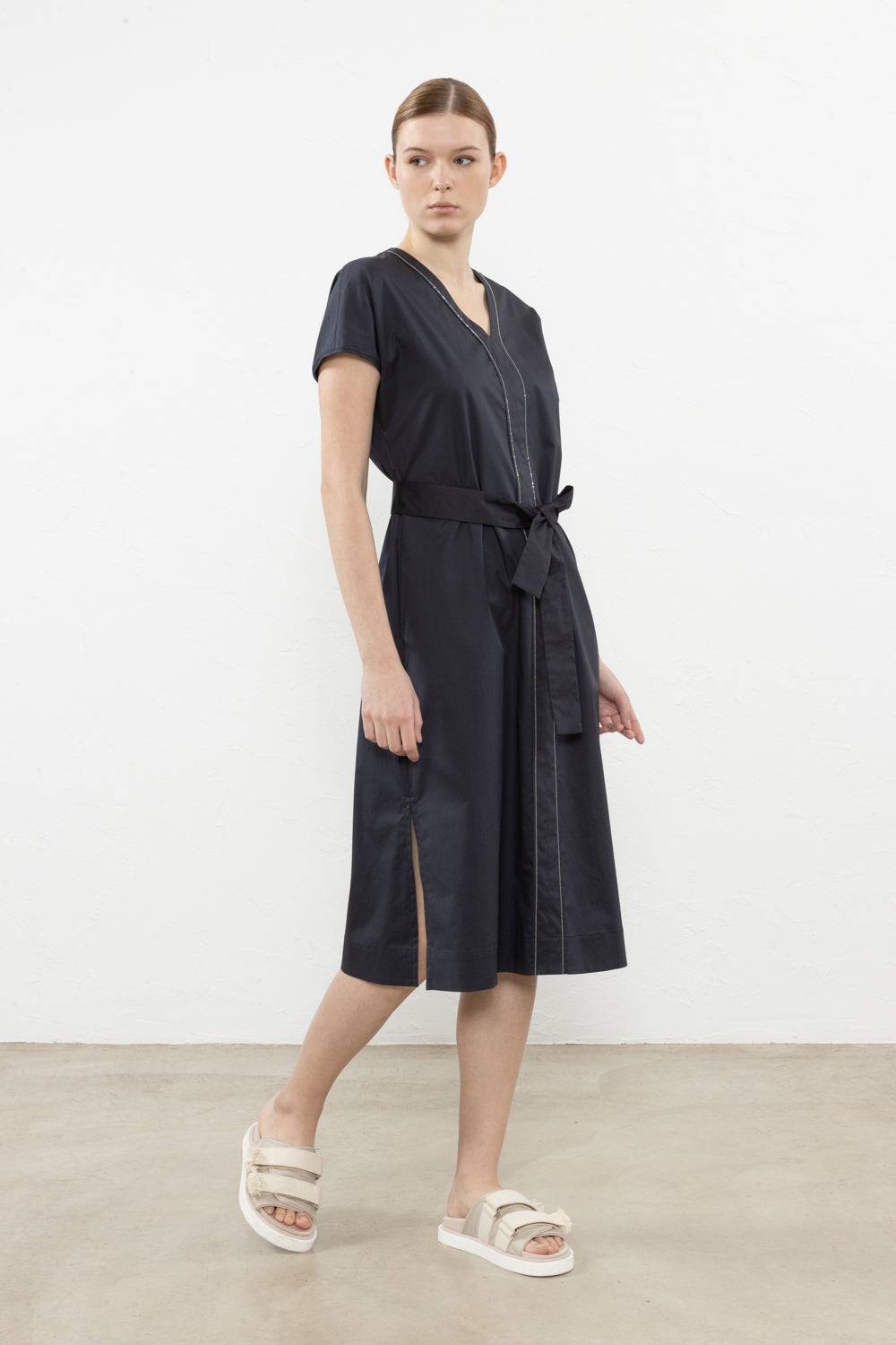 Peserico Abito midi in leggero raso di cotone stretch Sconto